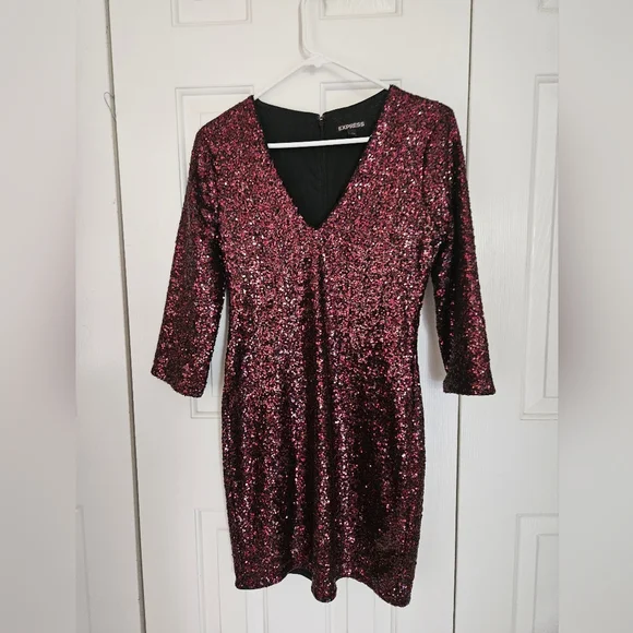 express red and black dress NWT Express High Neck Red Dress with Black Floral Embroidery, Keyhole Back  (XS)